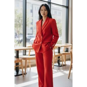 NWT ~ Women's Bright Coral 2pc Lined Jacket & Pants Business Suit ~ Size MEDIUM